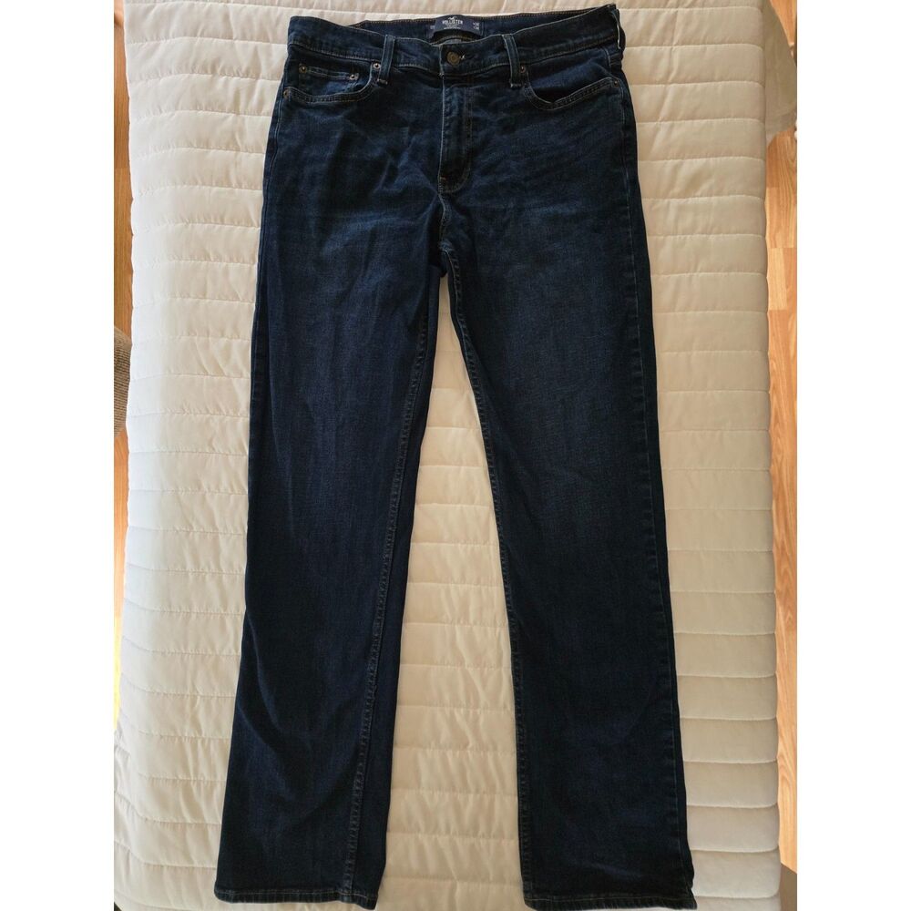 Hollister Mens Dark Wash Straight Leg Denim Jeans Size 34x34